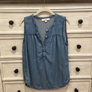 Chambray sleeveless blouse